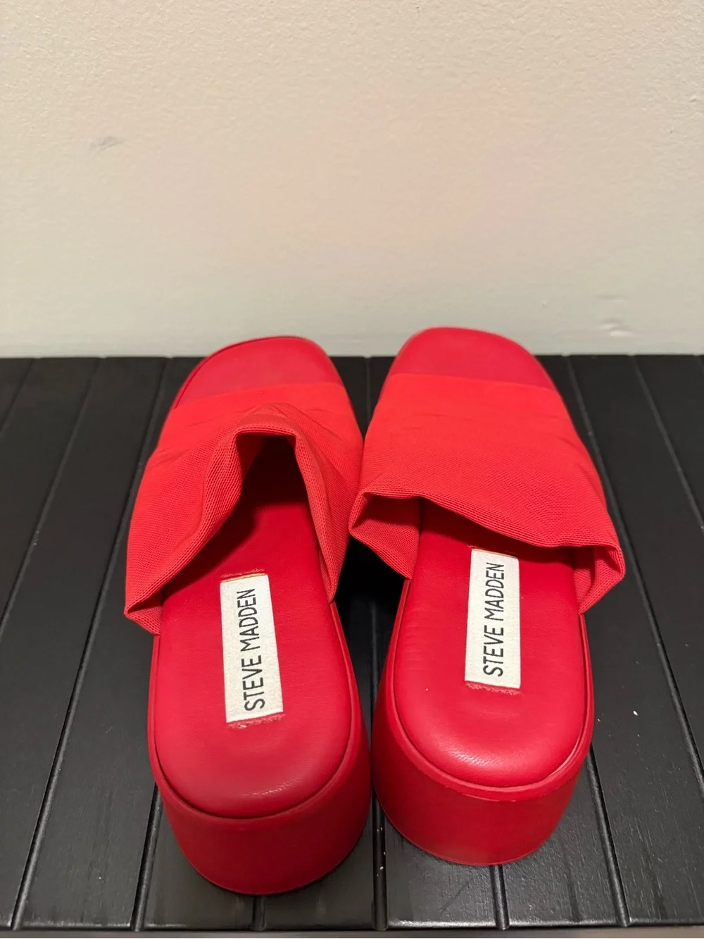 Steve Madden Red Platform Slide Sandals